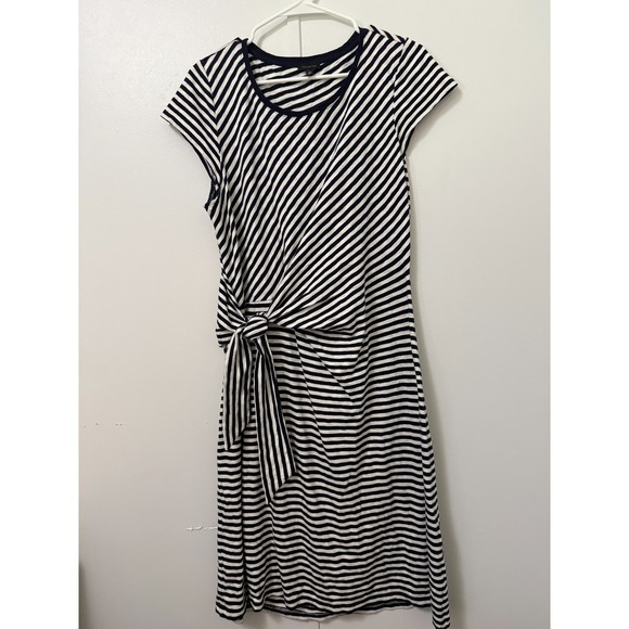 Talbots Dresses & Skirts - Talbots Cotton Side Tie Shift Dress Stripe Navy Coastal Old Money Nautical Large